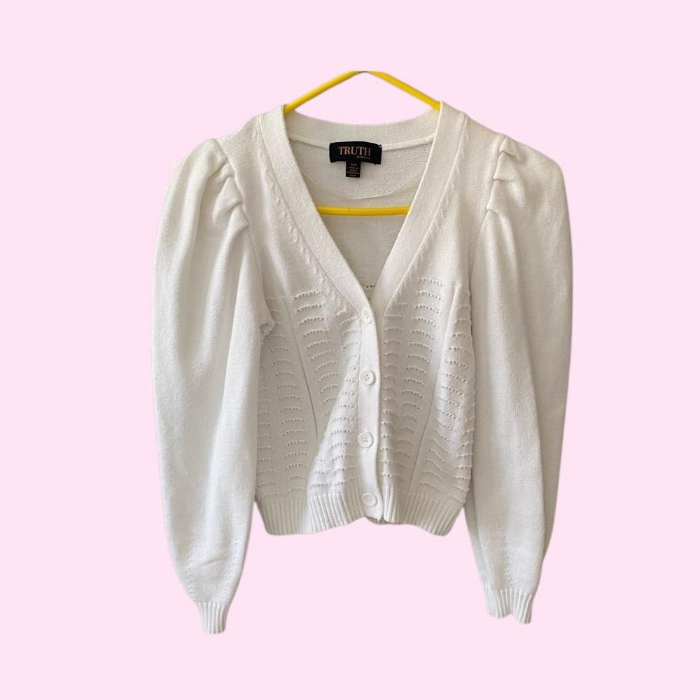 Truth Women's White Cardigan Sweater Size SP